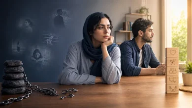 این تصویر تأثیر طرحواره بی اعتمادی بر روابط عاطفی را نشان میدهد.